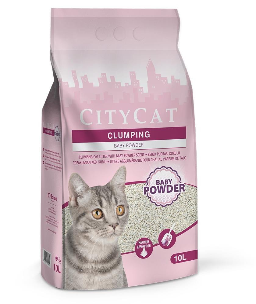 32721698087292 CITYCAT Clumping Cat Litter Baby Powder Scent - 10L - الصورة 1
