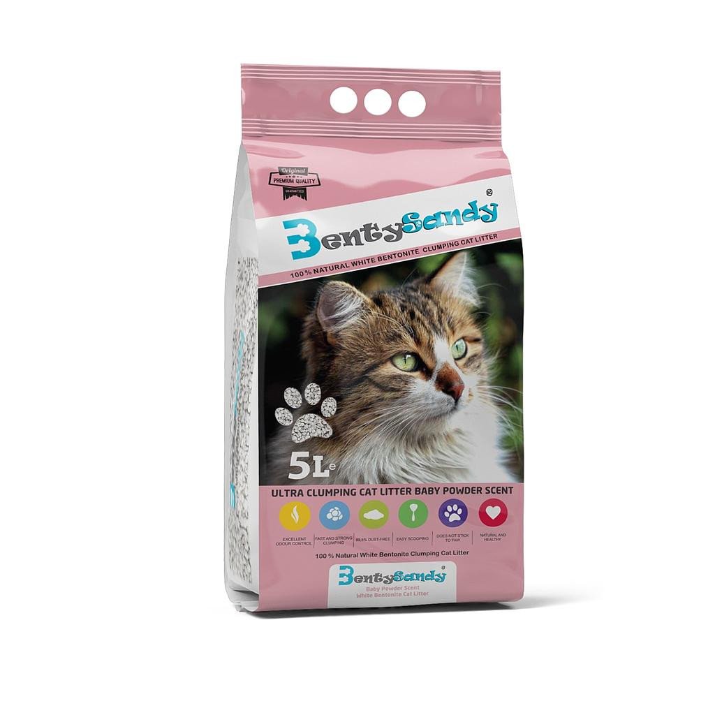 66671652885464 BentySandy Clumping Cat Litter - Baby Powder Scented 5L - الصورة 1