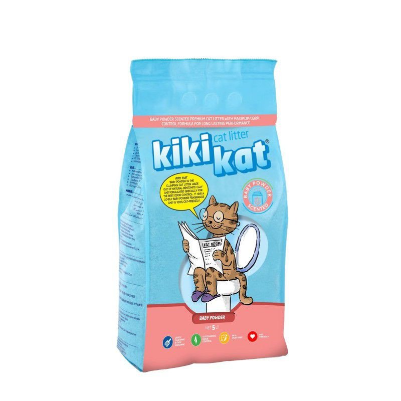 73021652880943 Kiki Kat Baby Powder Scented Clumping Cat Litter - 5L - الصورة 1