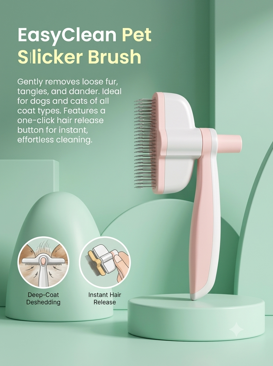 Gemini_Generated_Image_27ro5a27ro5a27ro EasyClean Pet Slicker Brush - الصورة 1