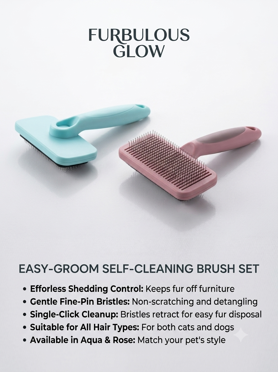 Gemini_Generated_Image_y3ycimy3ycimy3yc PurrfectGlow Self-Cleaning Pet Brush - الصورة 1